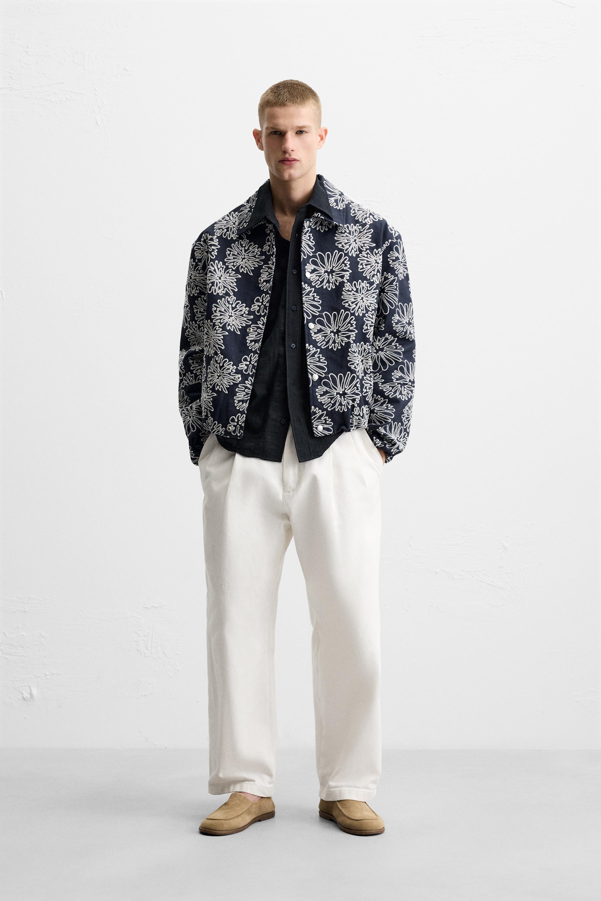 新品 ZARA フラワー 花柄 テクスチャー ジャケット M 今季完売品