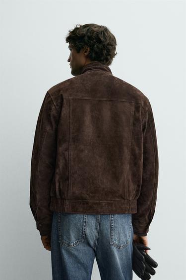 LEATHER SPLIT SUEDE JACKET - Brown by Zara
