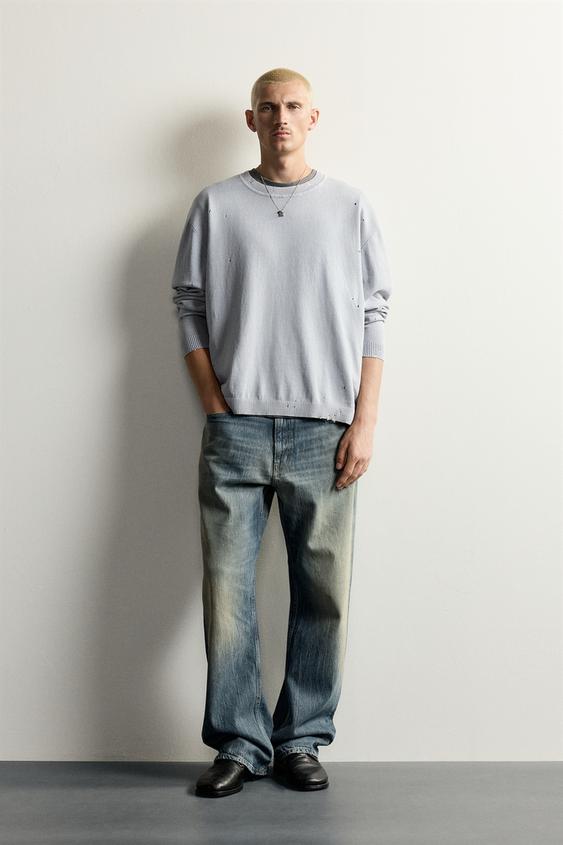 LIGHTWEIGHT DISTRESSED JUMPER - Faded indigo de Zara - Imagen 0