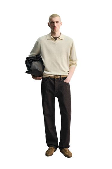 HEMP-COTTON KNIT POLO SHIRT - Light beige by Zara