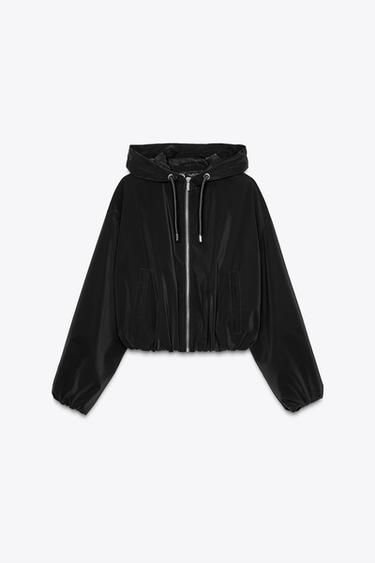 RUBBERISED HOODED JACKET - Black by Zara - Image 0