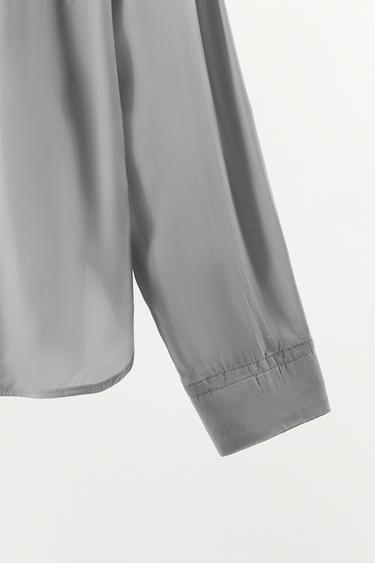 100% VISCOSE PAJAMA SHIRT WITH POCKETS - stone by Zara - Image 5