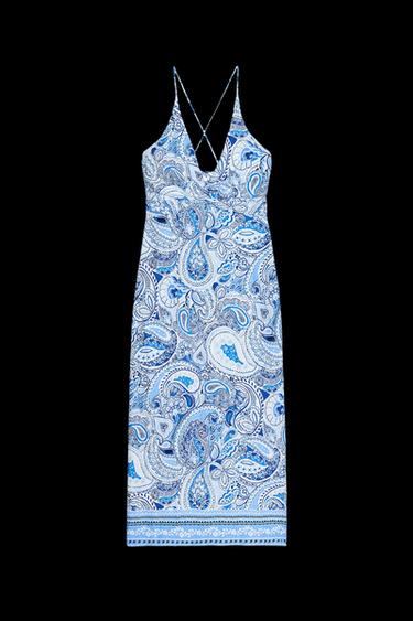 GEMUSTERTES MIDI-KLEID MIT KNOTEN - Blau von Zara - Bild 0