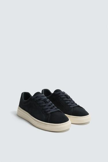 ΔΕΡΜΑΤΙΝΟ SNEAKER - Μπλε του Zara