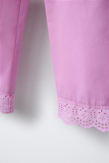 PANTALON DROIT DENTELLE - Rose de Zara - Image 3