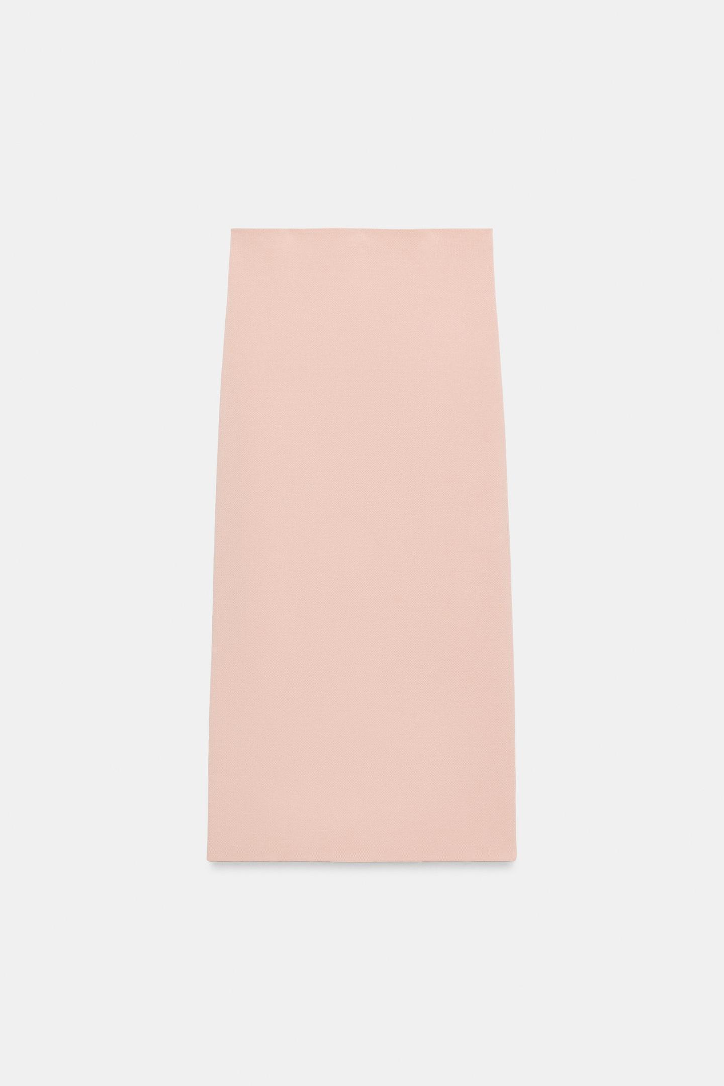 Женская юбка Zara Knit MIDI, цвет: Пастельный розовый — фото 3