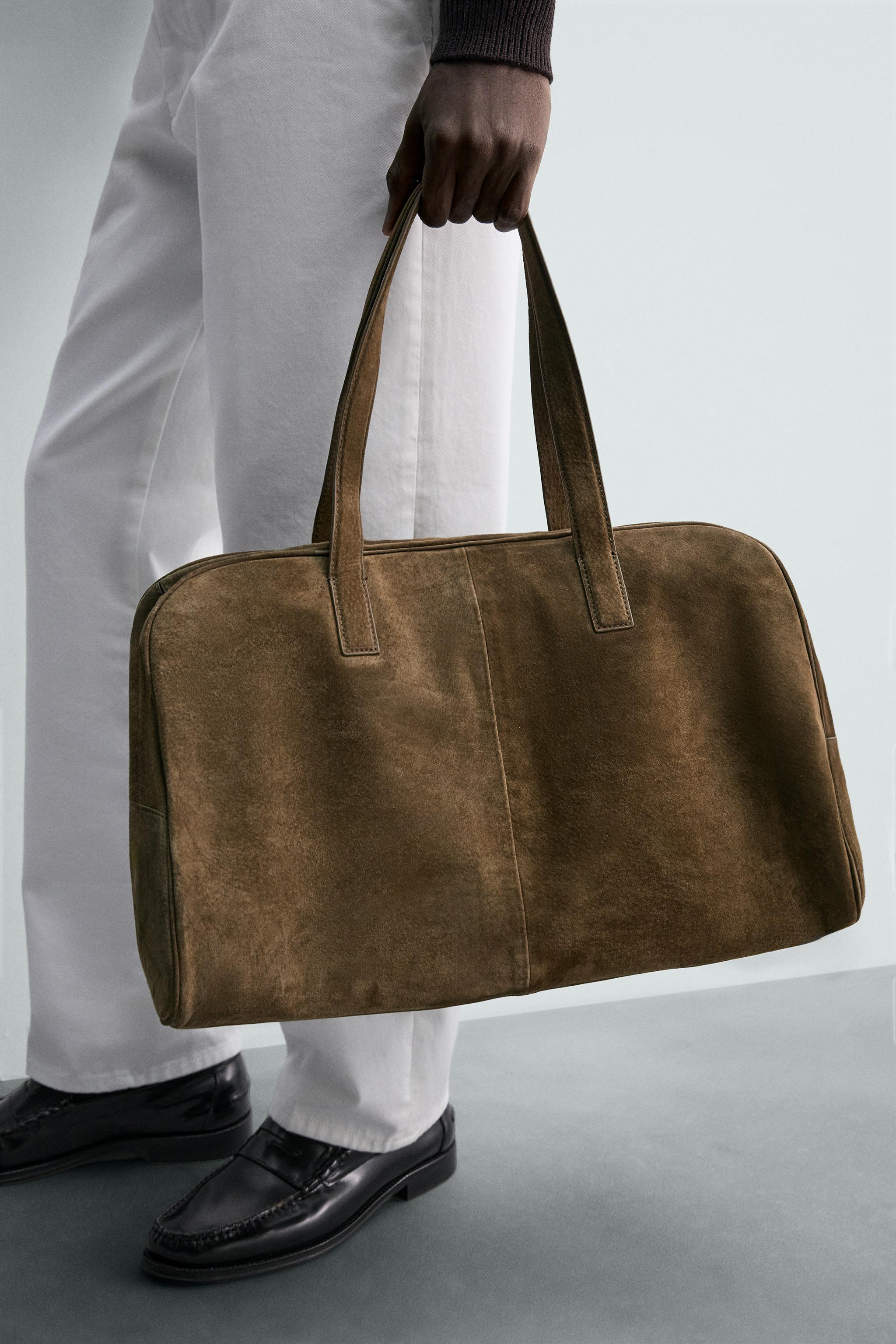 MEDIUM LEATHER TRAVEL BAG - Khaki Green | ZARA South Africa