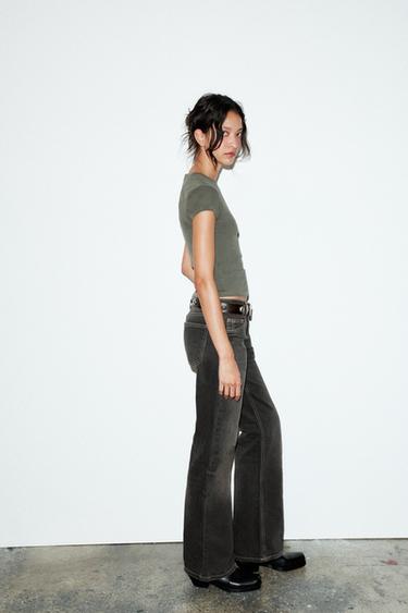 SLIM FIT SHORT SLEEVE T-SHIRT - Khaki by Zara - Image 2