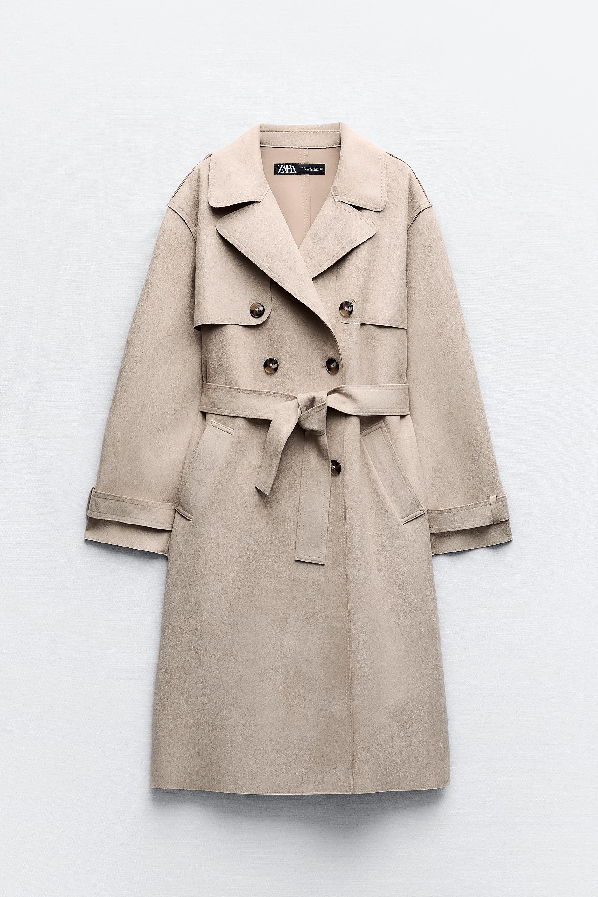 Faux suede 2025 trench coat zara