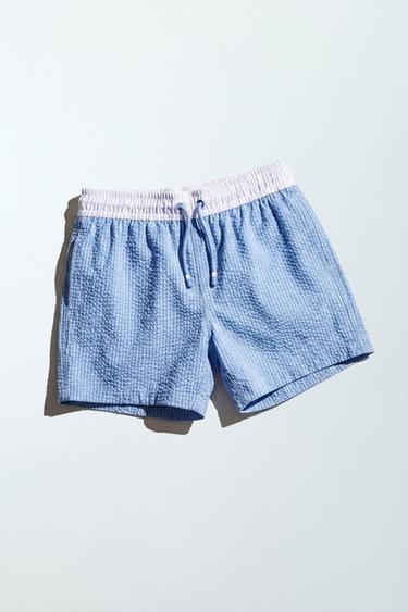 Zara AGES 6-14 / LABEL SWIM SHORTS - Blue