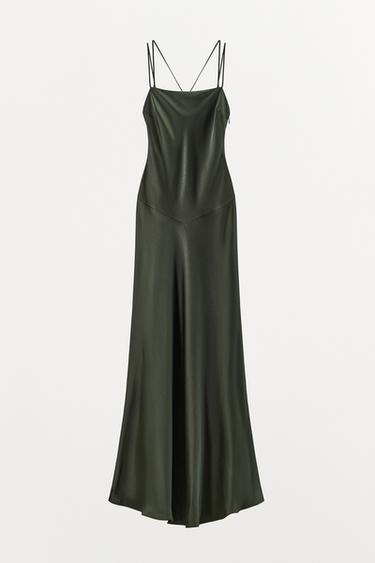 LIMITED EDITION LONG SATIN DRESS - Green by Zara