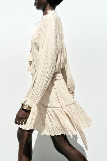 CRINKLED MINI DRESS - Beige by Zara - Image 6