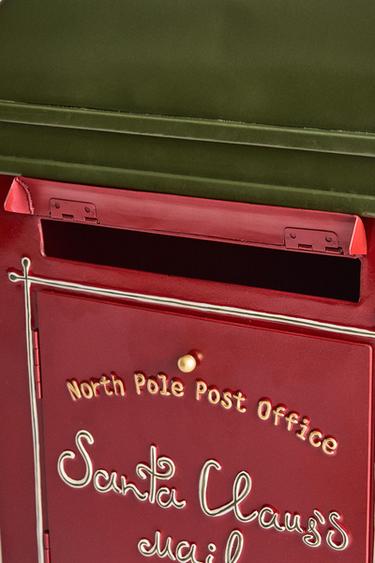 FATHER CHRISTMAS LETTER BOX CHRISTMAS DECORATION - Red by Zara