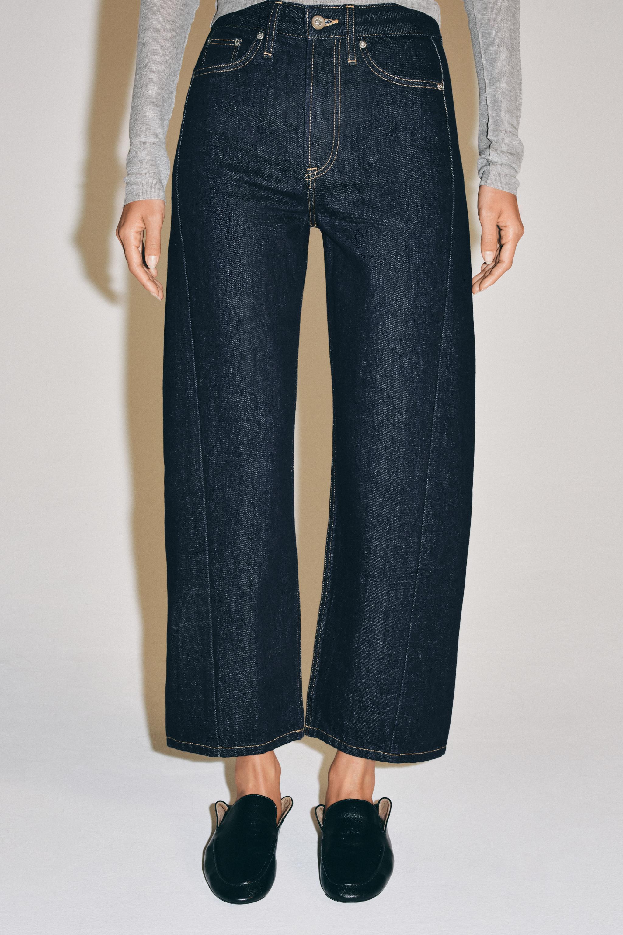 Zara ZW COLLECTION RELAXED FIT BİLEK BOY ORTA BEL JEAN görsel 2