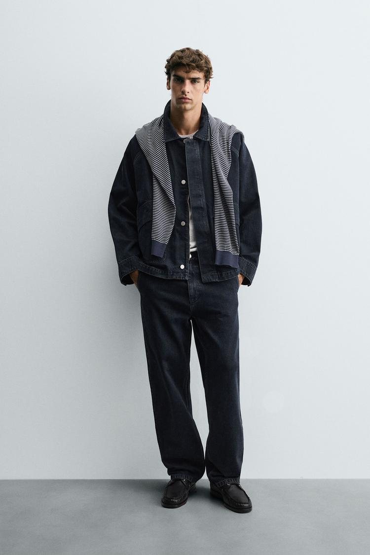 DENIM JACKET WITH POCKETS Dark navy ZARA India