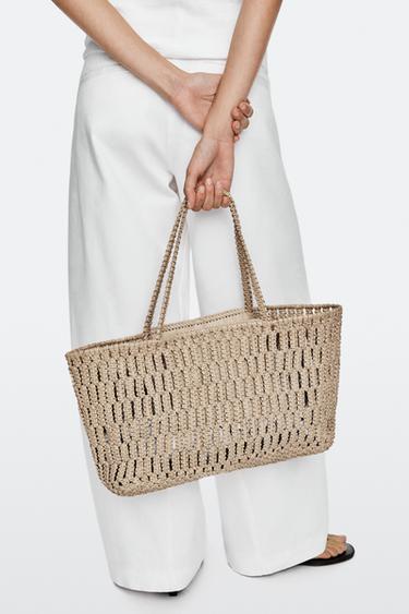 Braided nappa leather shopper bag — White 2