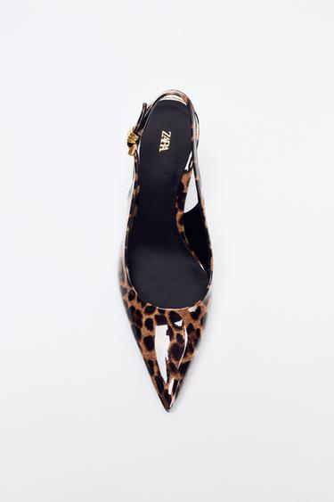 Zara 動物紋印花高跟鞋 - 豹紋