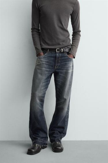 ДЖИНСИ FLARE FIT СТРУКТУРНІ - Темно-синій/білий Zara