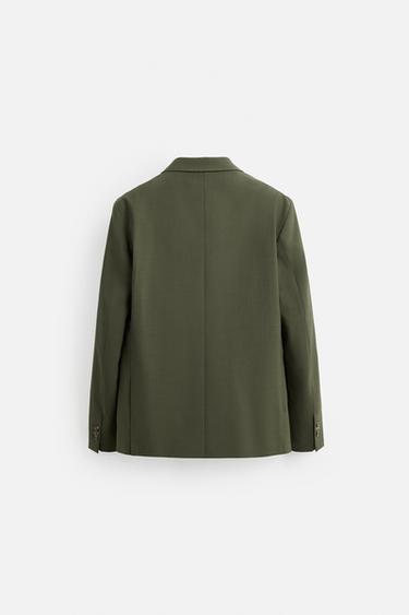 DOUBLE-BREASTED WOOL SUIT BLAZER - Green by Zara - Image 6