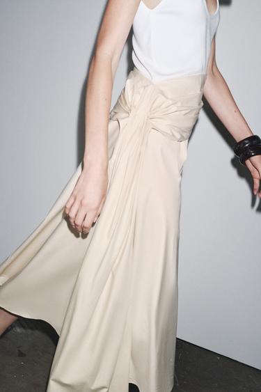 CONTRAST PLEATED DRESS - Ecru by Zara - Image 3