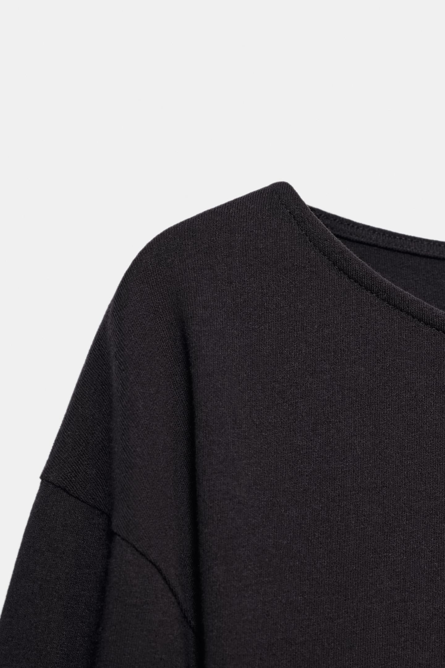 Женская футболка Zara Fitted Boat Neck, цвет: Тёмный коричневый — фото 7