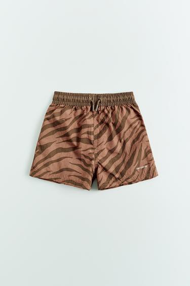 Zara AGES 2-14/ ANIMAL PRINT SWIM SHORTS - Brown