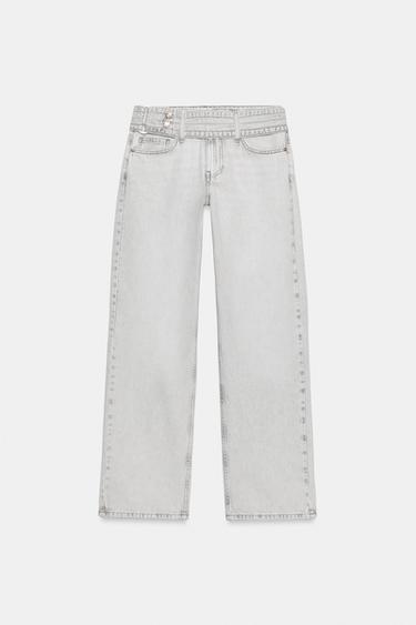 JEAN Z1975 DROIT TAILLE BASSE À CEINTURE - Gris clair de Zara - Image 7