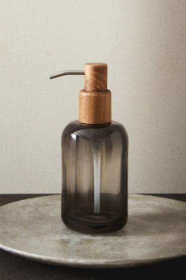 OMBRÉ GLASS ACACIA SOAP DISPENSER - Dark grey by Zara - Image 5