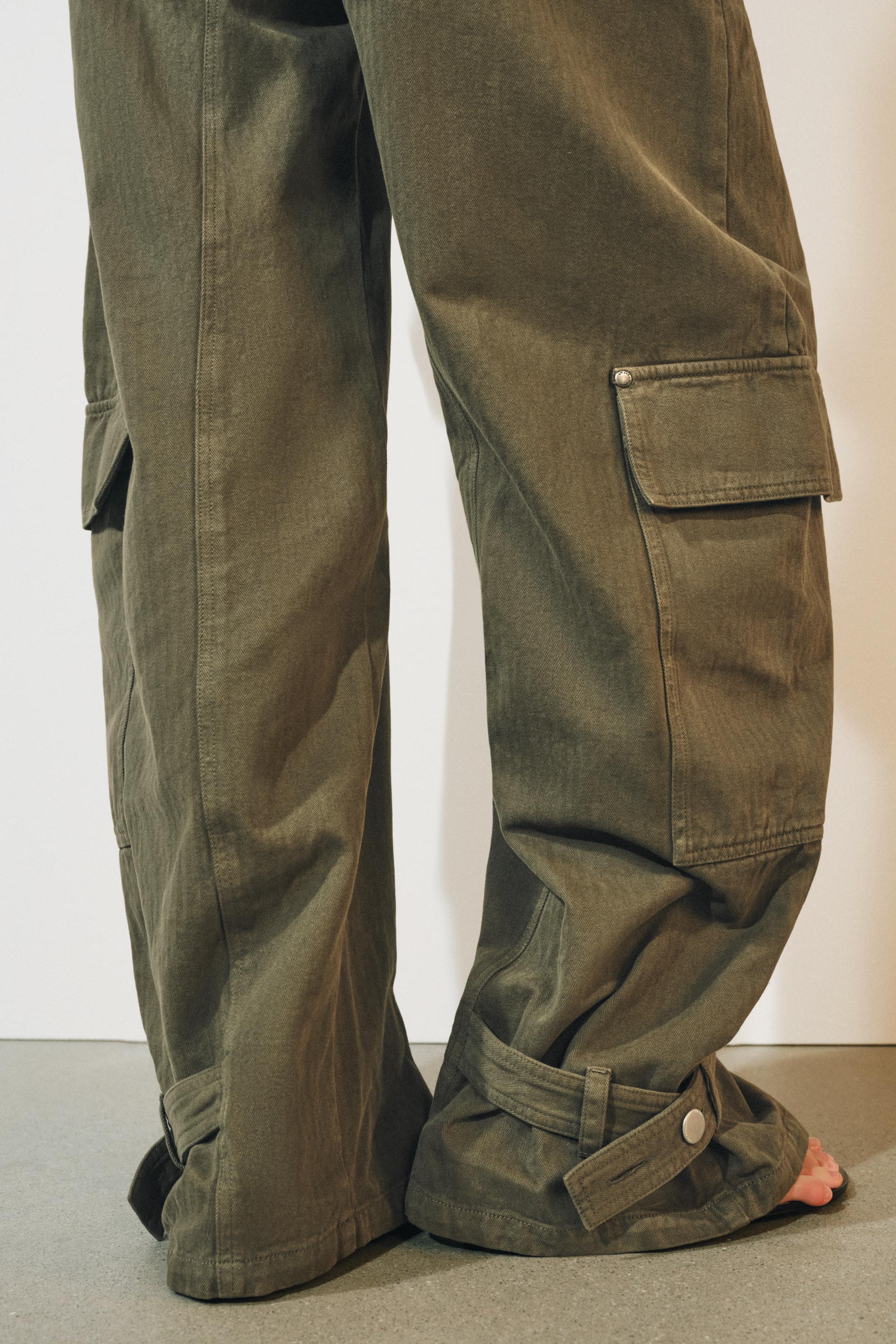 Женские брюки Zara ZW COLLECTION BARREL CARGO PANTS — фото 4
