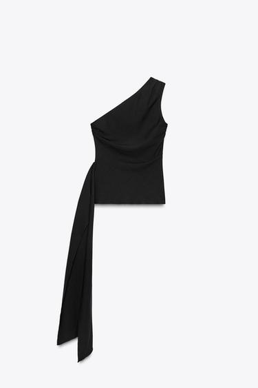 TOP ASIMÉTRICO LAZADA ZW COLLECTION - Negro de Zara