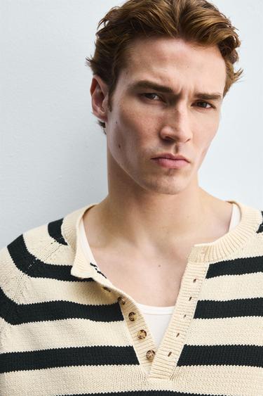 PULL À RAYURES ET COL BOUTONNÉ - Rayures de Zara - Image 5