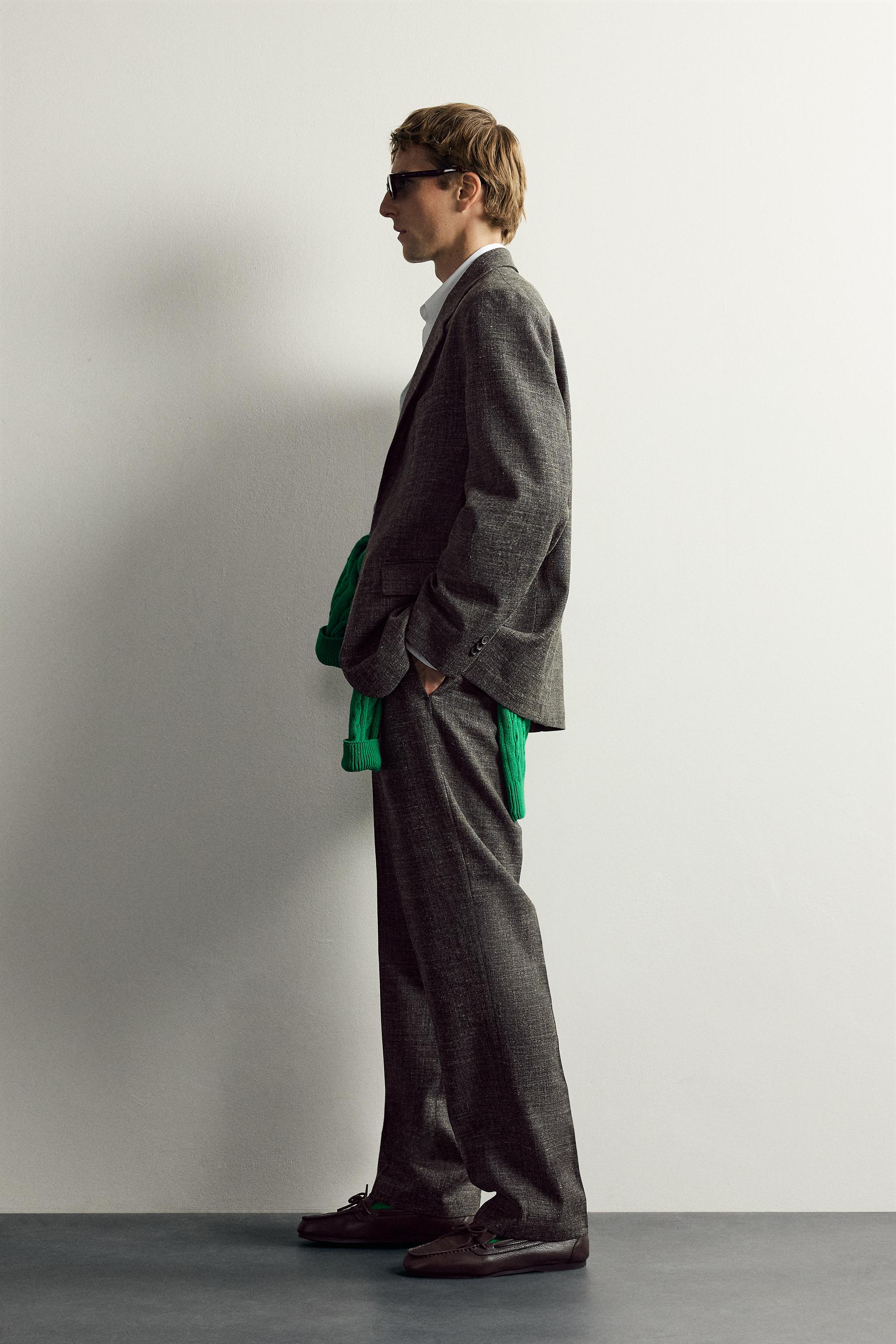 AARON LEVINE X ZARA WOOL-LINEN SUIT TROUSERS