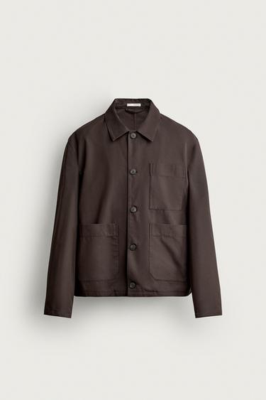 SOBRECAMISA REGULAR FIT BOLSILLOS - Marrón de Zara - Imagen 0