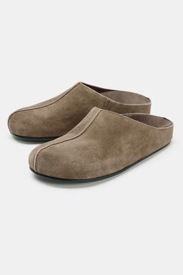 CHAUSSURES DESTALONNÉES EN DAIM - Gris taupe de Zara - Image 4