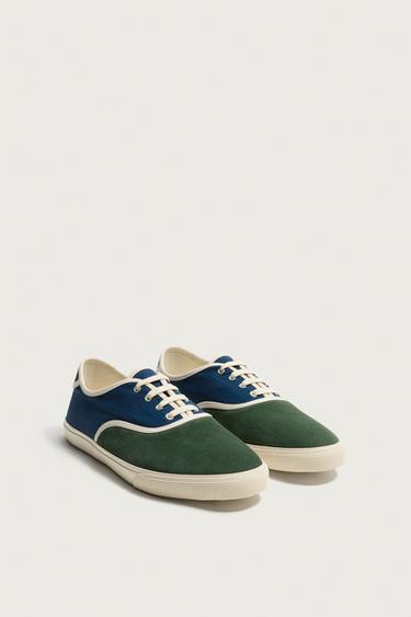 ΔΕΡΜΑΤΙΝΟ SNEAKER ΣΕ ΣΥΝΔΥΑΣΜΟ - Πράσινο του Zara
