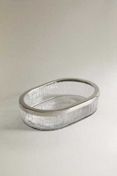 RAISED GLASS AND METAL SOAP DISH - Transparent by Zara - Image 1