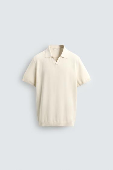 TEXTURED KNIT POLO SHIRT - Oyster-white by Zara