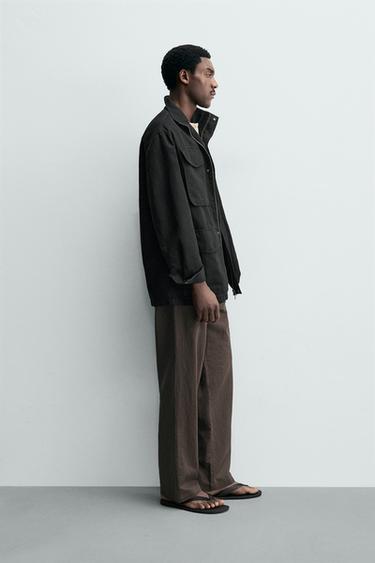 WASHED UTILITY OVERSHIRT WITH POCKETS - Black by Zara - Image 3