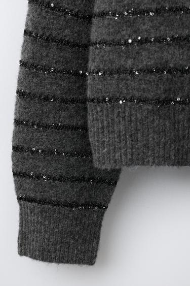 PULL EN MAILLE À RAYURES ET PAILLETTES - rayures de Zara - Image 3