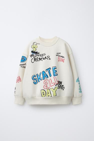 SUDADERA GRAFFITI - Crudo claro de Zara - Imagen 0