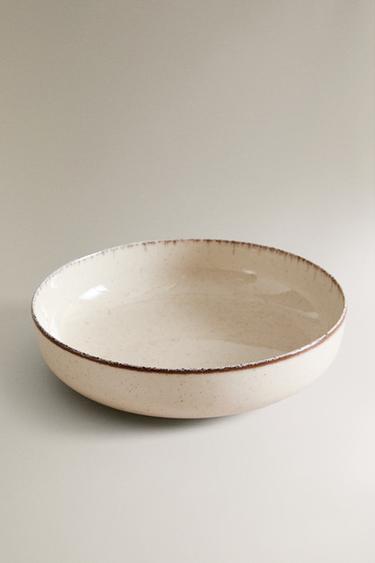 PORCELAIN SOUP PLATE WITH ANTIQUE FINISH RIM - Light ecru by Zara - Image 1