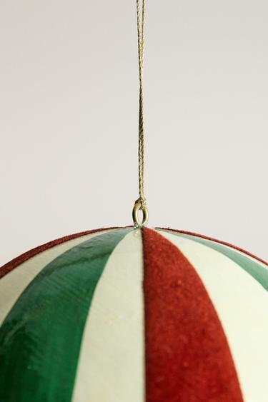 STRIPED VELVET BAUBLE CHRISTMAS TREE DECORATION — Multicolored 2