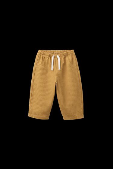 TEXTURED BAGGY TROUSERS - Ochre by Zara - Image 0