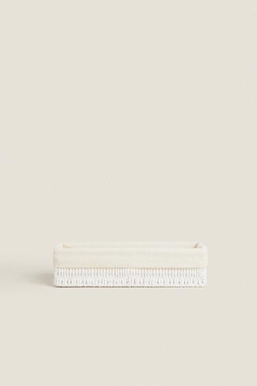 Zara RECTANGULAR FABRIC INTERIOR BASKET - White
