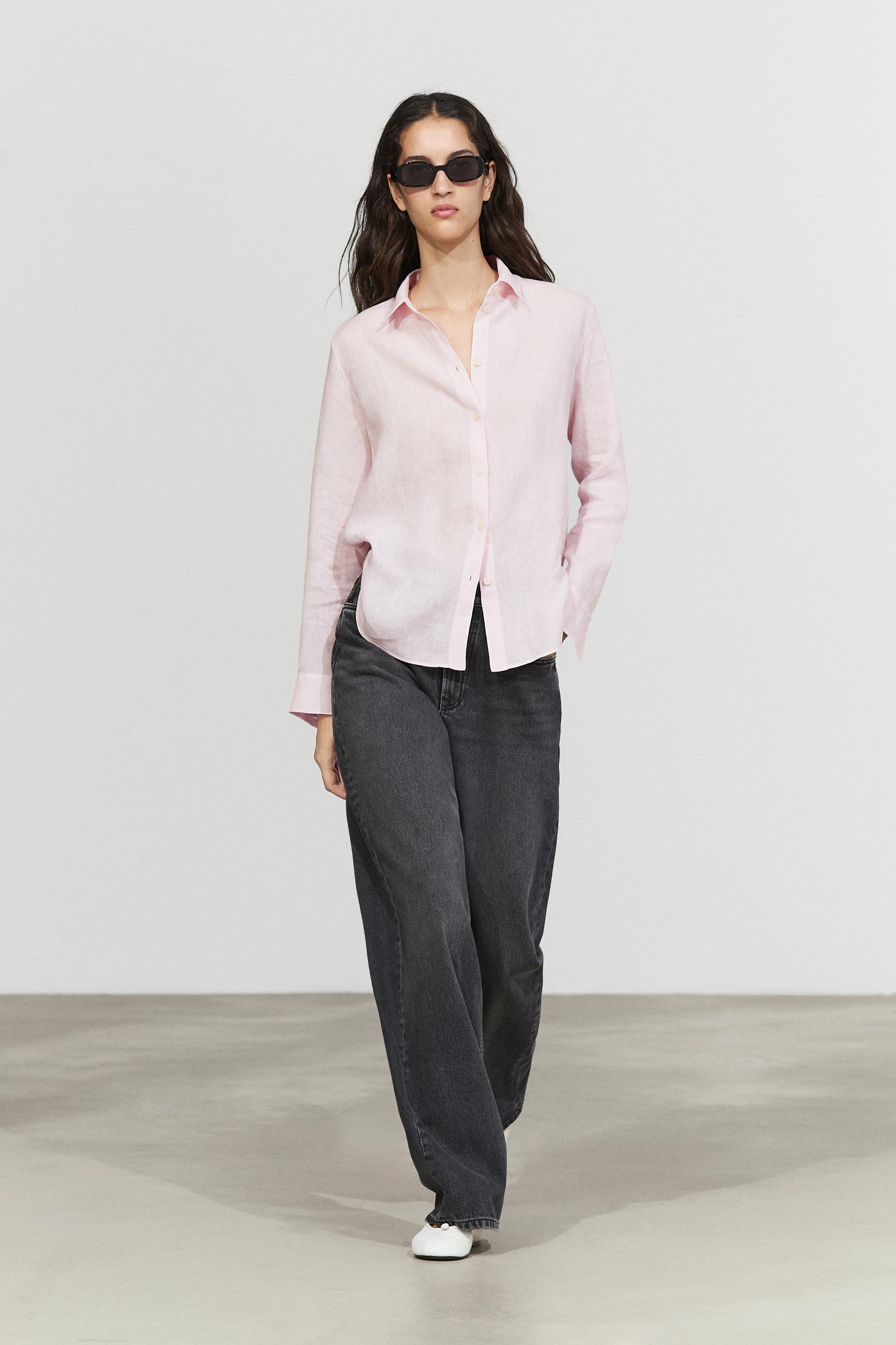 Flowing 100% linen shirt — Pink