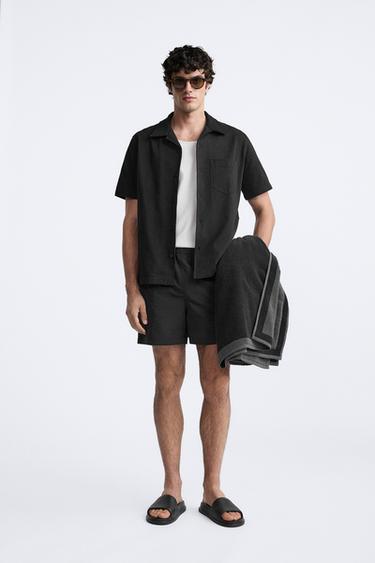 ELASTIC WAISTBAND SWIMMING TRUNKS - Black by Zara - Image 0