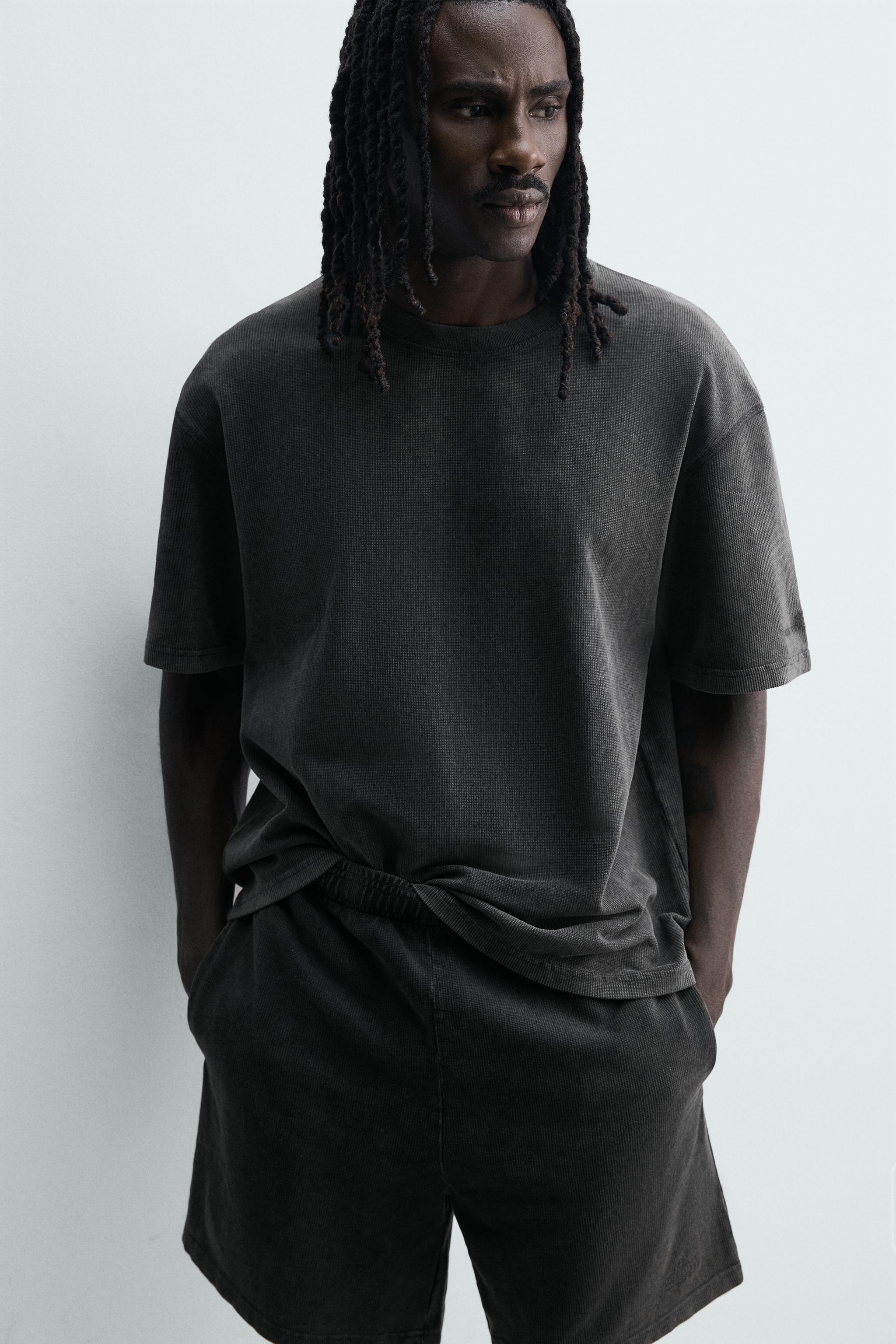 Мужские шорты Zara WASHED WAFFLE TEXTURE SWEATSHORTS — фото 6