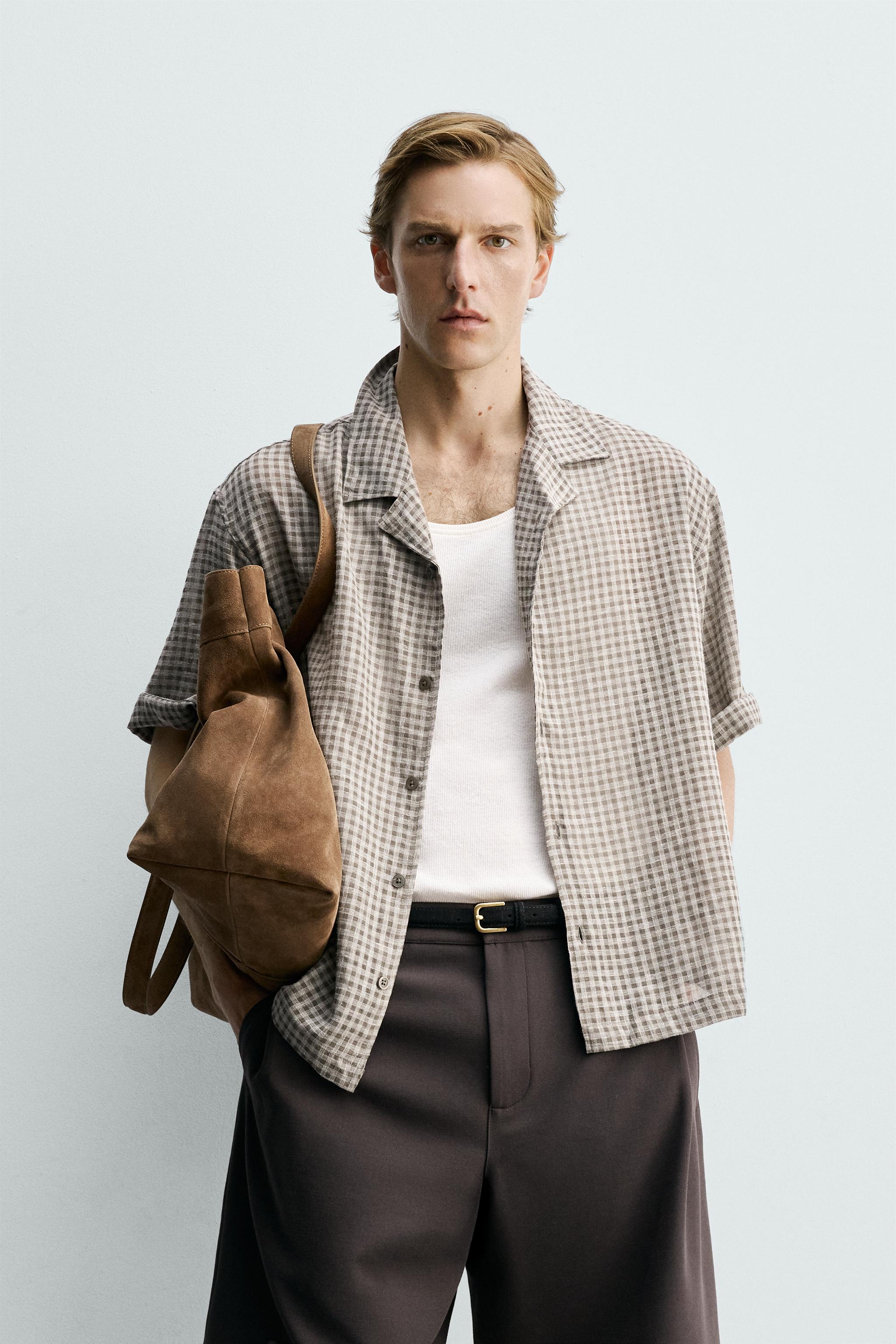 RELAXED FIT PLAID JACQUARD SHIRT — Green