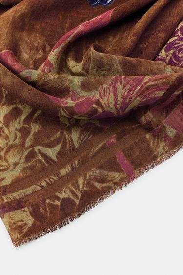 PEONY PRINT SCARF - Toffee by Zara - Image 3