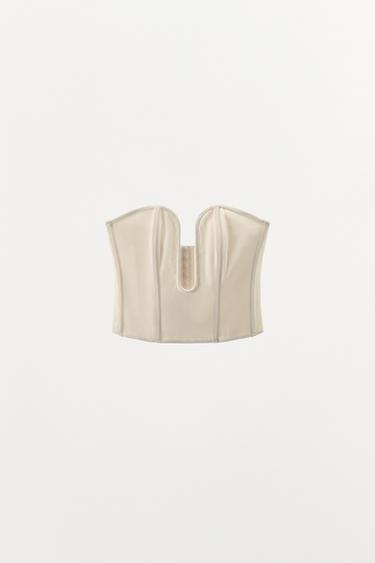 CORSÉ VISCOSA PIEZA METÁLICA - Blanco roto de Zara - Imagen 0